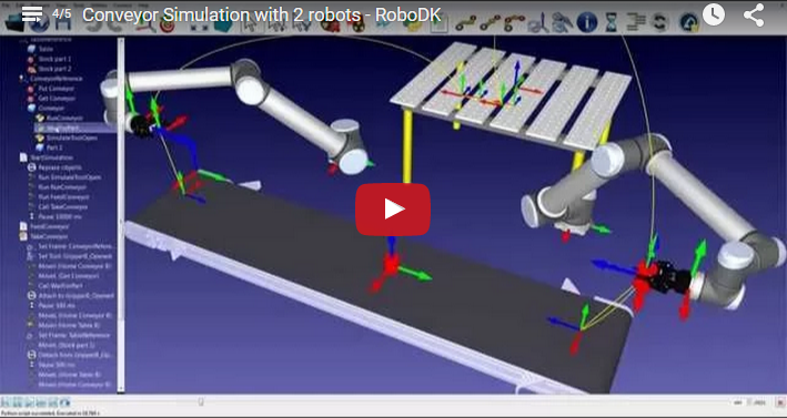 2つの産業用ロボットによるコンベアシミュレーション
