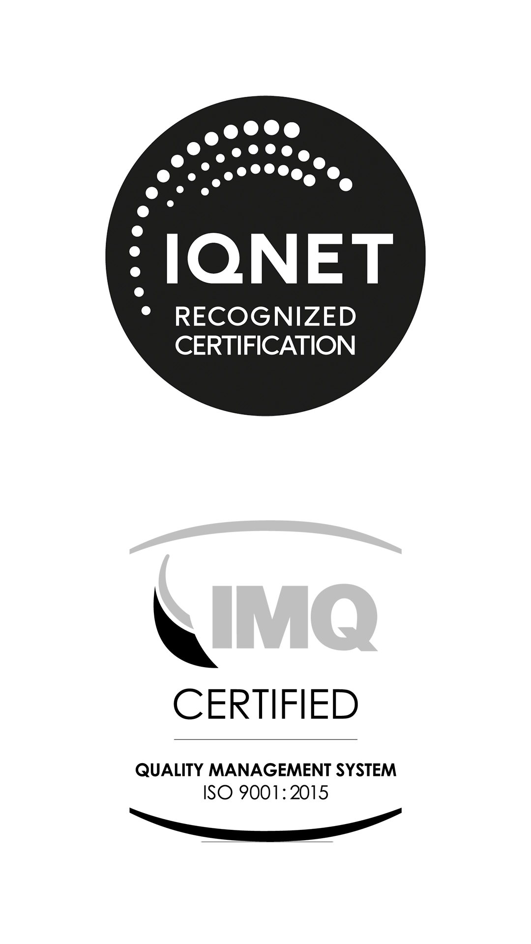 Quality logos: IQNET and IMQ certified